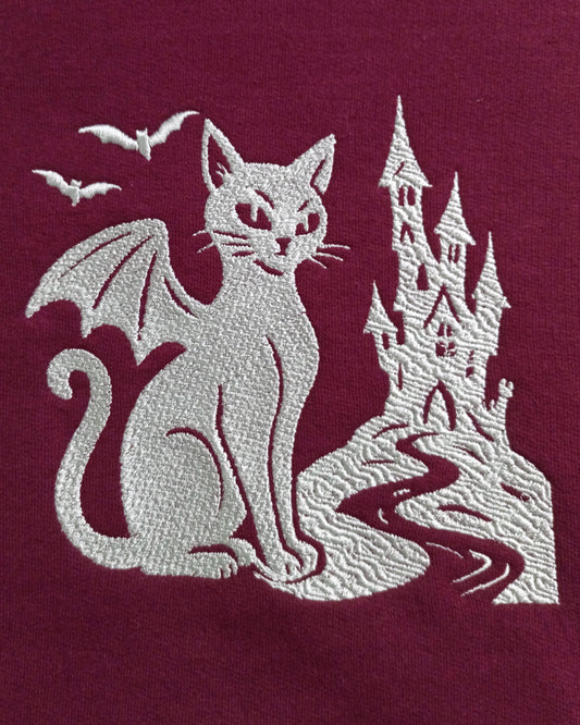 Le Château - Fil blanc sur sweat à capuche marron