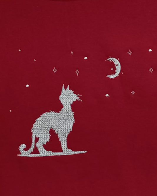 Moonwatch - Fil blanc sur sweat à capuche grenat