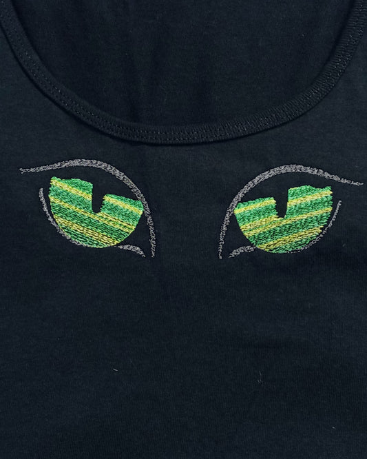 Vision nocturne - Vert/Jaune et Argent sur débardeur noir