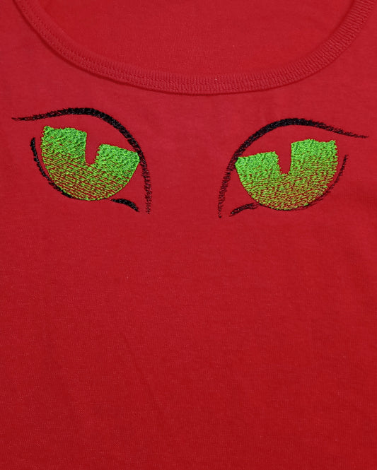 Vision nocturne - Vert et noir sur débardeur rouge