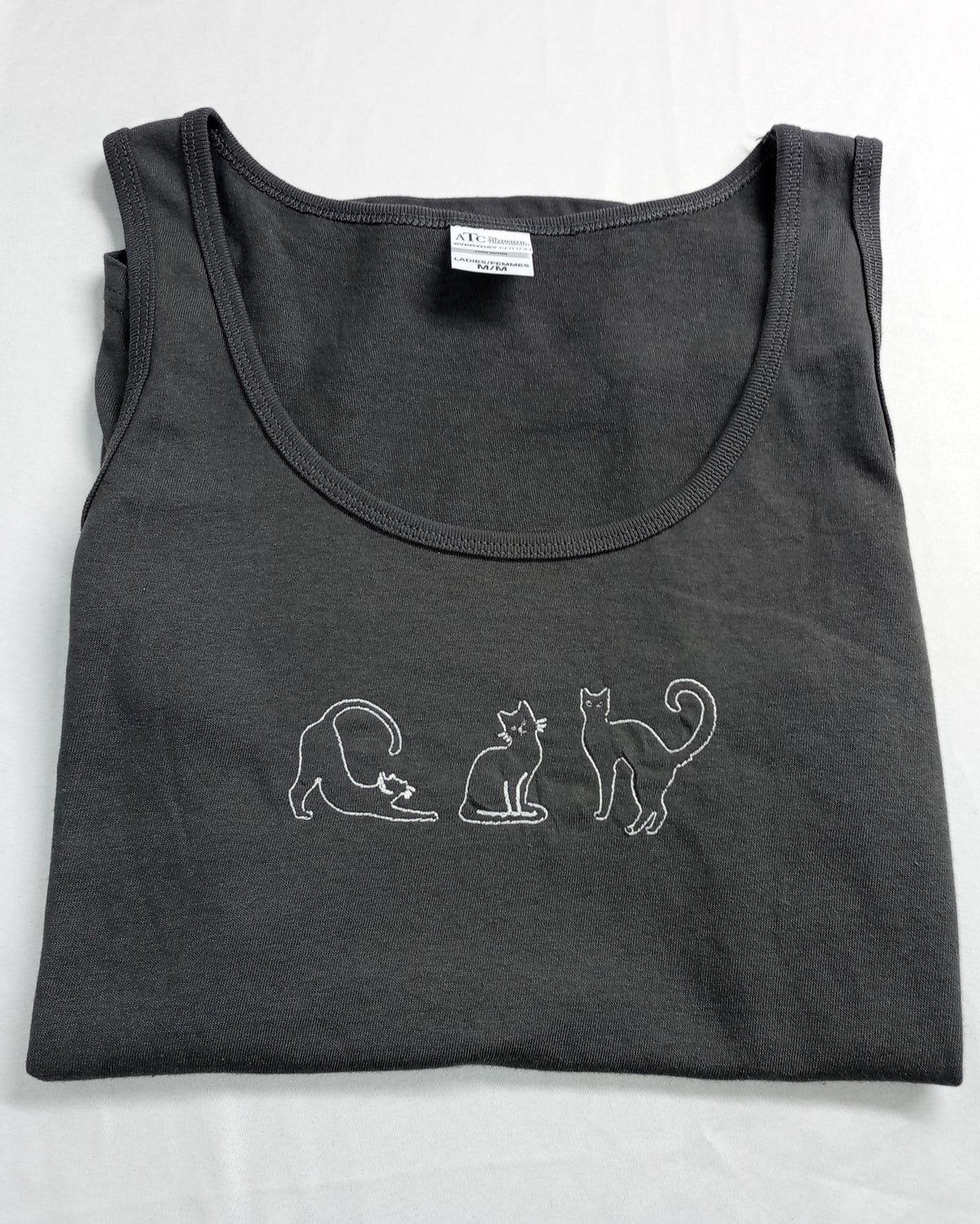 Débardeur Triple Chat - Blanc sur gris
