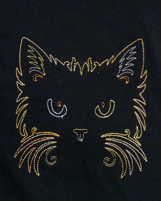 Tête de chat - Fil multicolore - Marron/Orange/Jaune