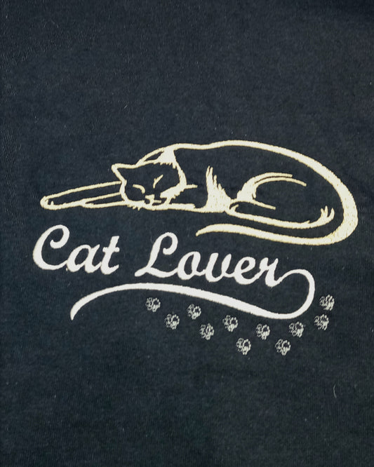 Amoureux des chats - Doré et blanc sur t-shirt noir