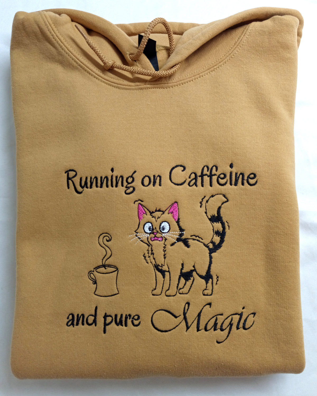 Caféine et magie - Sweat à capuche noir sur moka