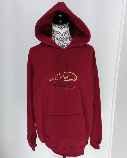 Amoureux des chats - Noir et or sur sweat à capuche bordeaux