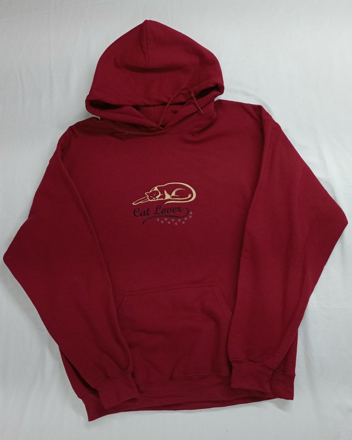 Amoureux des chats - Noir et or sur sweat à capuche bordeaux
