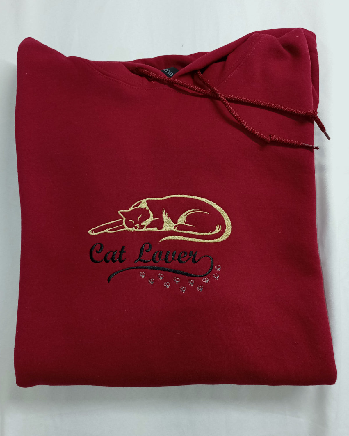 Amoureux des chats - Noir et or sur sweat à capuche bordeaux