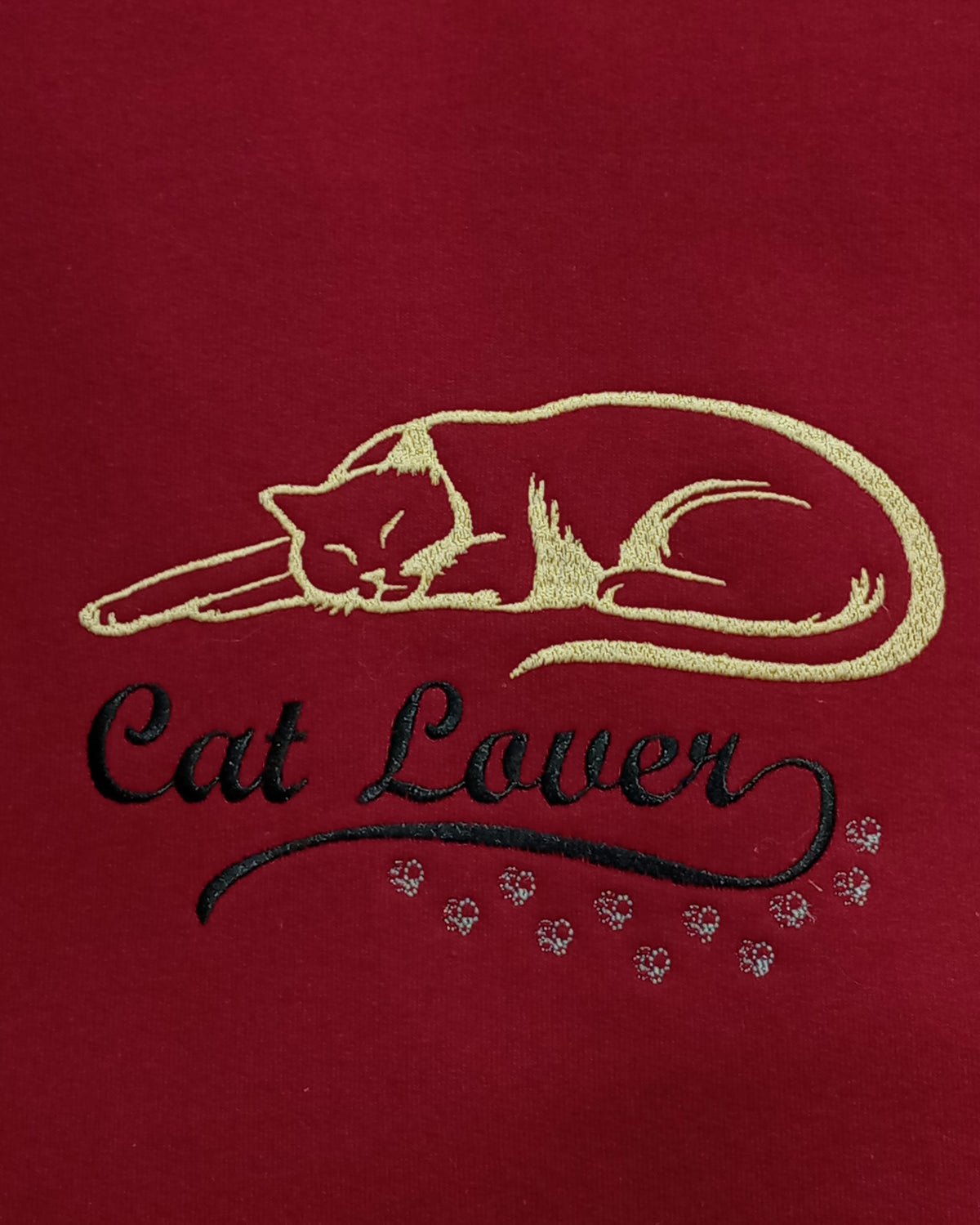 Amoureux des chats - Noir et or sur sweat à capuche bordeaux