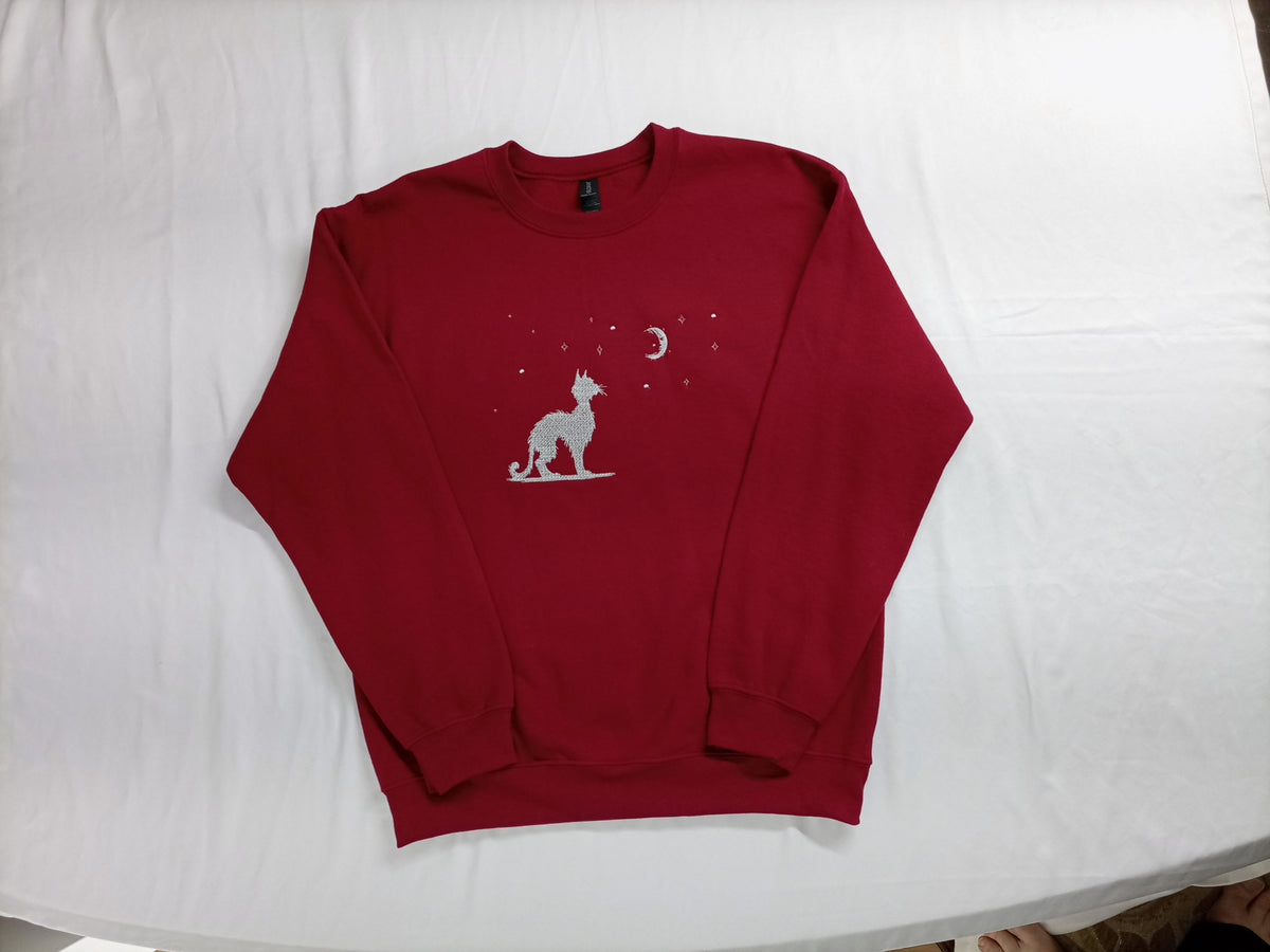 Moonwatch - Fil blanc sur sweat à capuche grenat