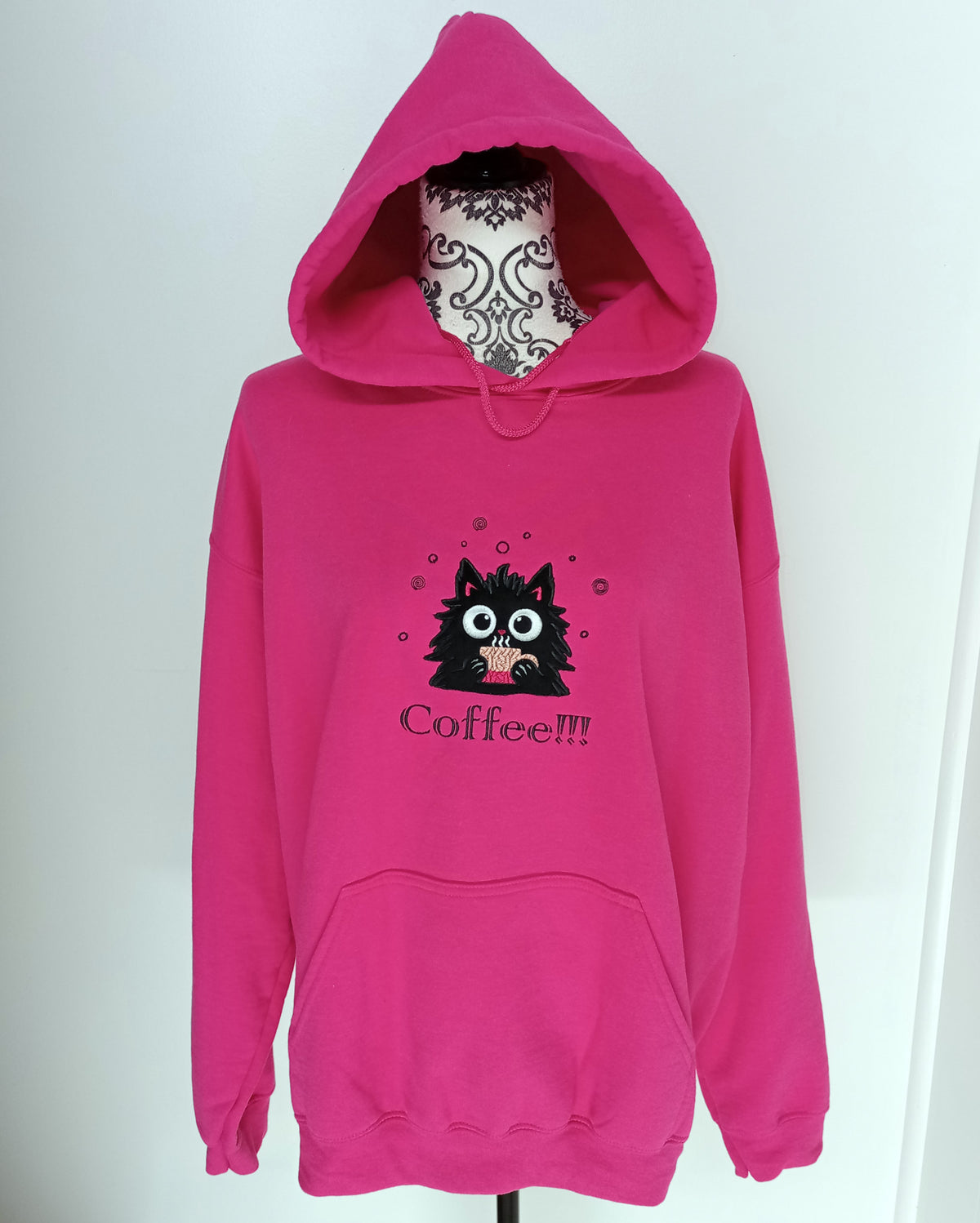 Café !!! - Noir sur sweat à capuche Heliconia
