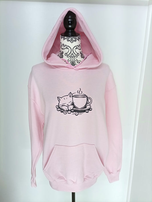 Chat Mocha - Noir sur rose clair