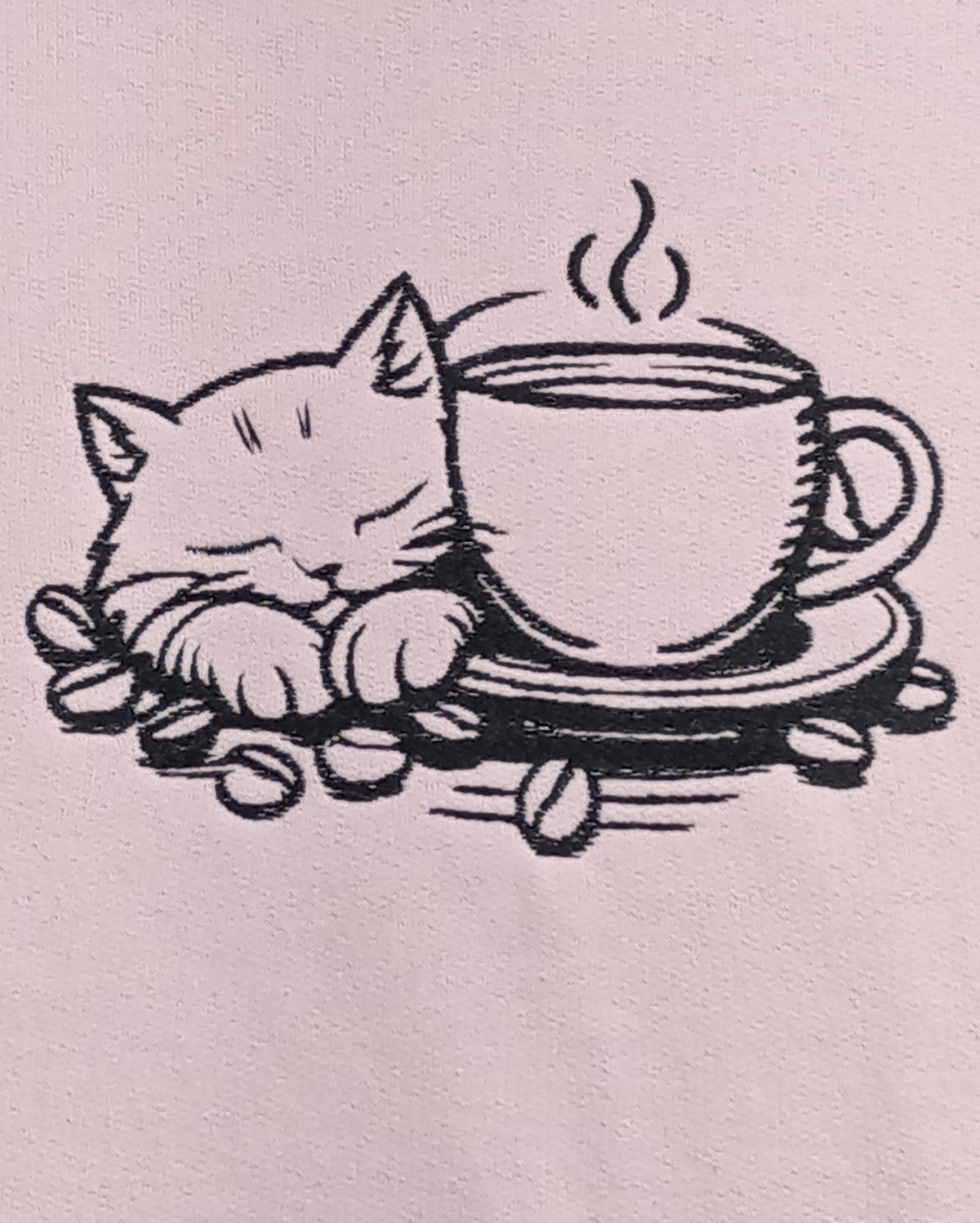 Chat Mocha - Noir sur rose clair