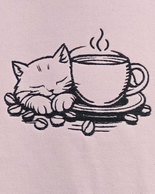 Chat Mocha - Noir sur rose clair