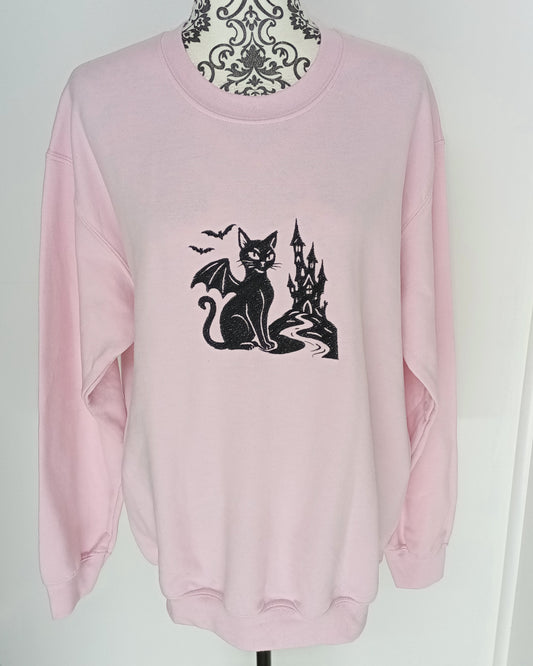 The Castle - Black Thread on Light Pink Hoodie
