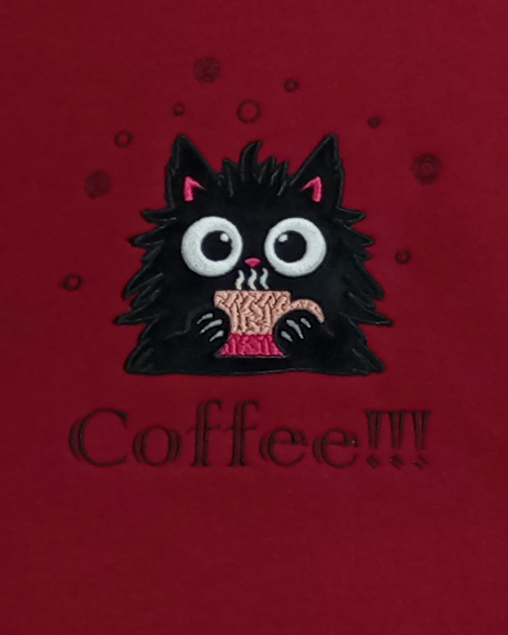 Café !!! - Sweat à capuche noir sur bordeaux (Copie)