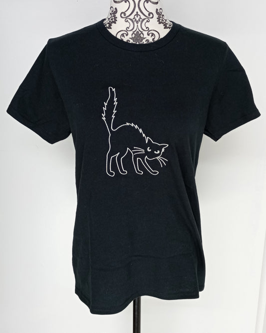 Hiss-Off - T-shirt blanc sur noir