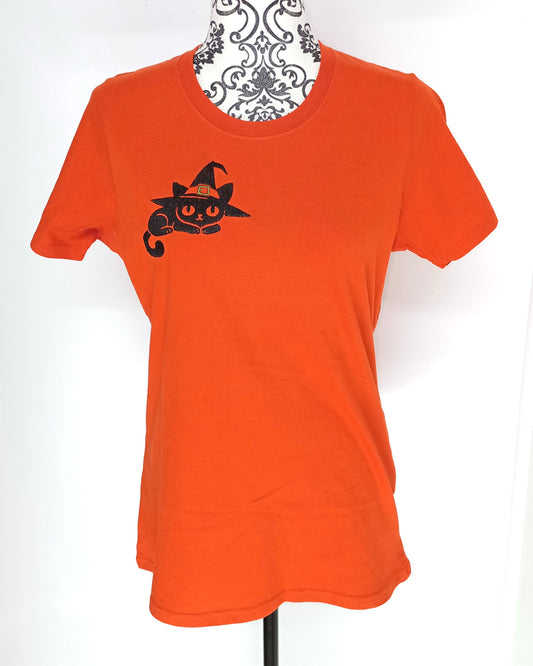Witch cat - Black on Orange T-Shirt