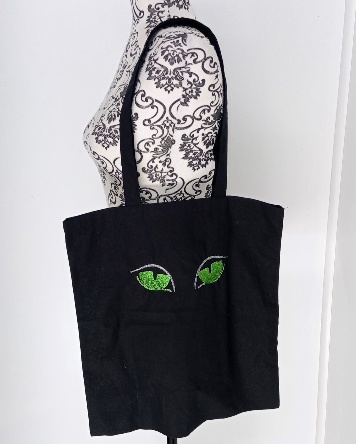 Vision nocturne - Sac fourre-tout noir avec motifs vert et argent