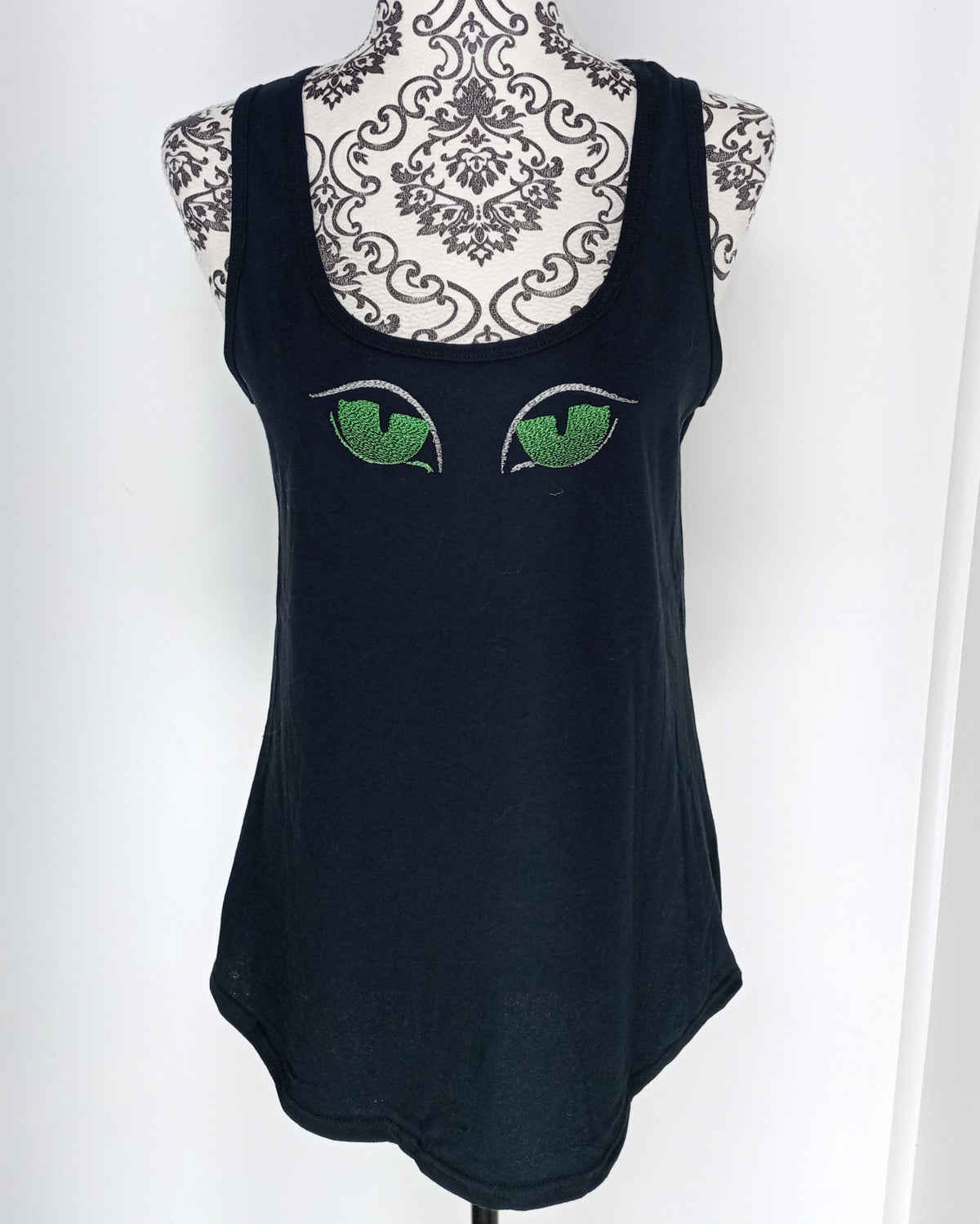 Night vision - Green and Silver on Black Tank top