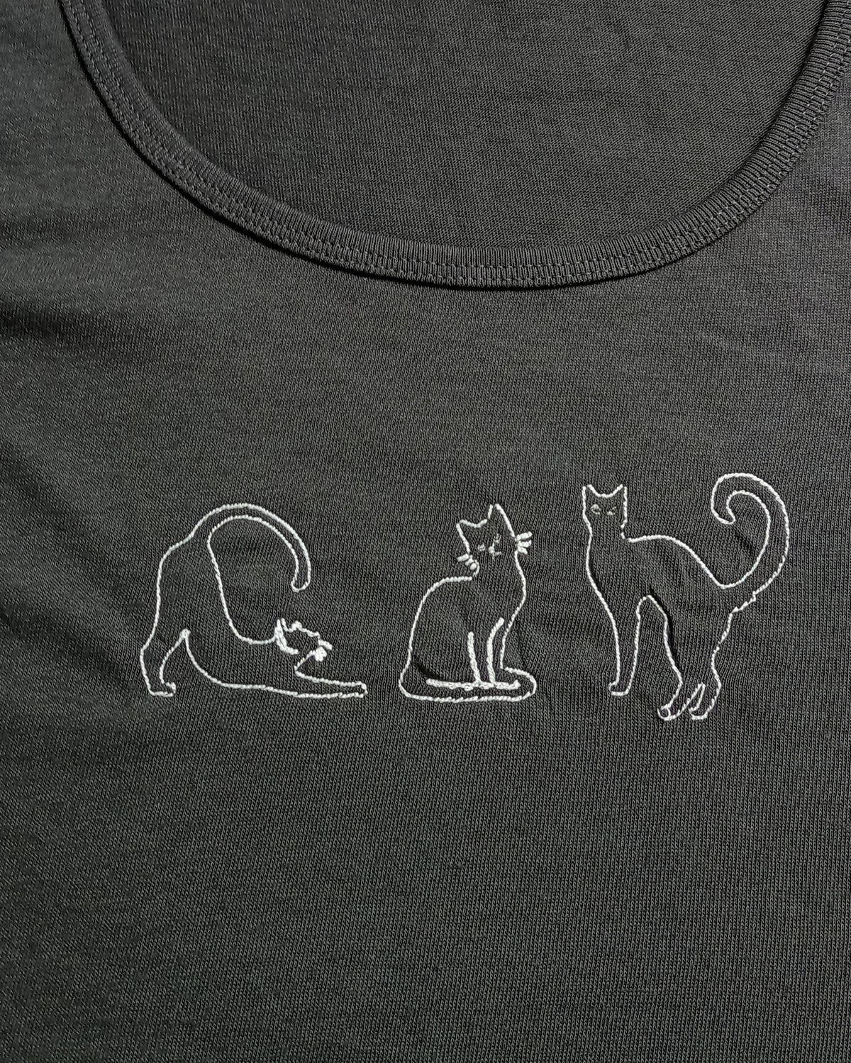 Débardeur Triple Chat - Blanc sur gris