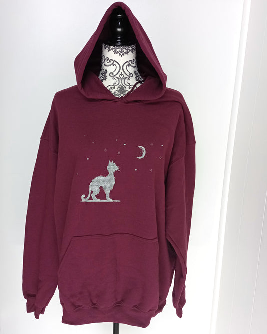 Moonwatch - Silver Thread on Maroon Hoodie