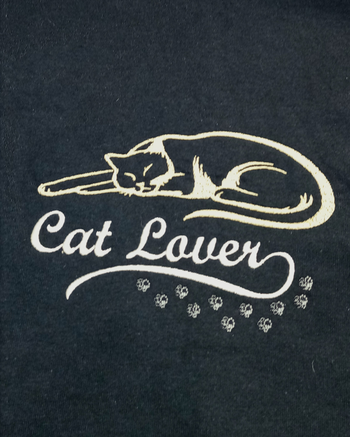 Amoureux des chats - Doré et blanc sur t-shirt noir