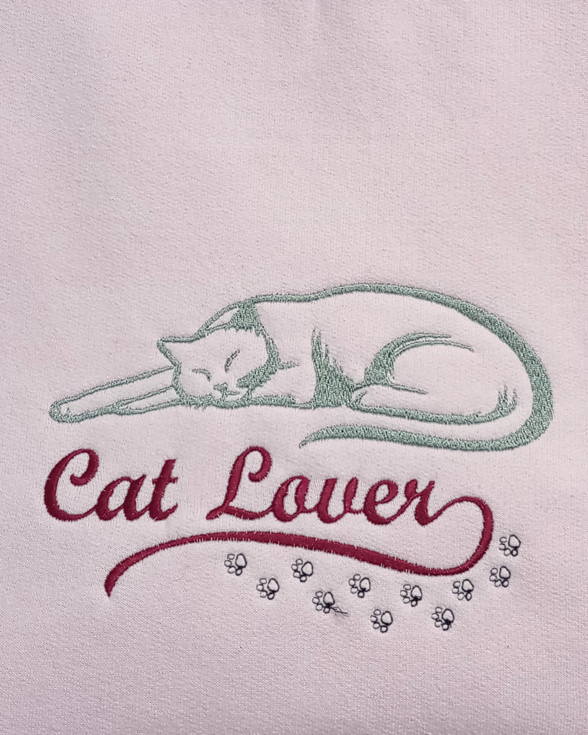 Amoureux des chats - Argent et bordeaux sur sweat-shirt rose clair