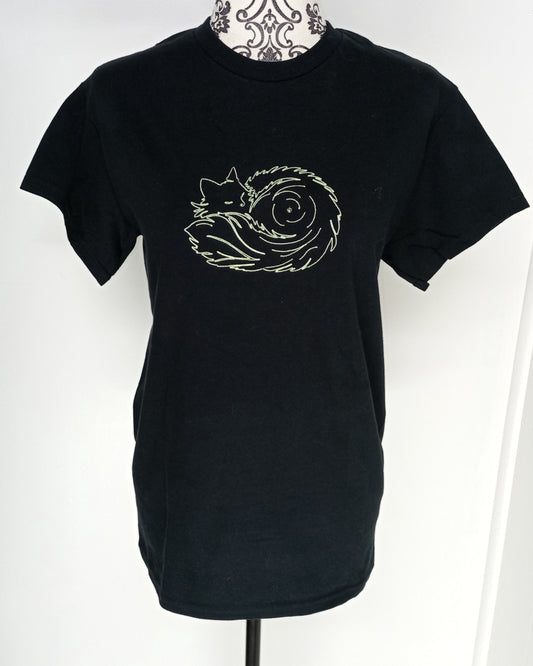 Fur-ball - Glow-In-the-Dark thread on Black T-Shirt top