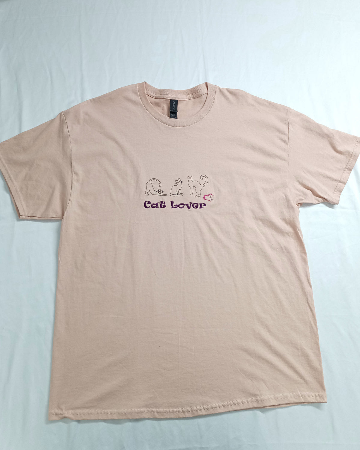 Triple Cat Lover - Purple & Pink on Dusty Rose T-Shirt