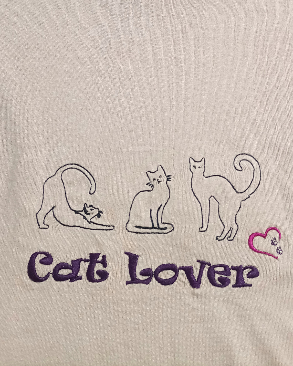 Triple Cat Lover - Purple & Pink on Dusty Rose T-Shirt