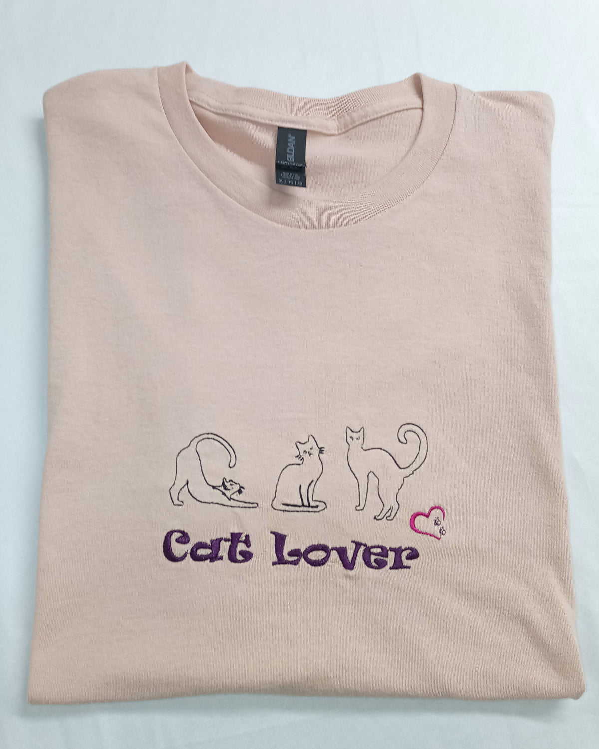 Triple Cat Lover - Purple & Pink on Dusty Rose T-Shirt