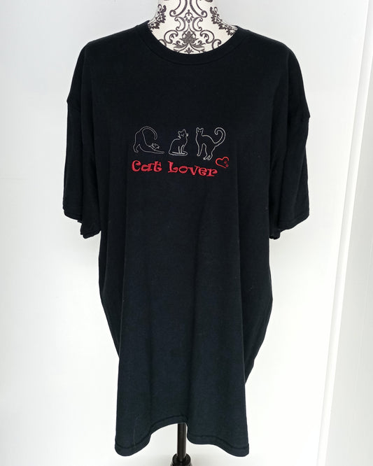 Triple Cat Lover - Rouge & Blanc sur T-shirt Noir