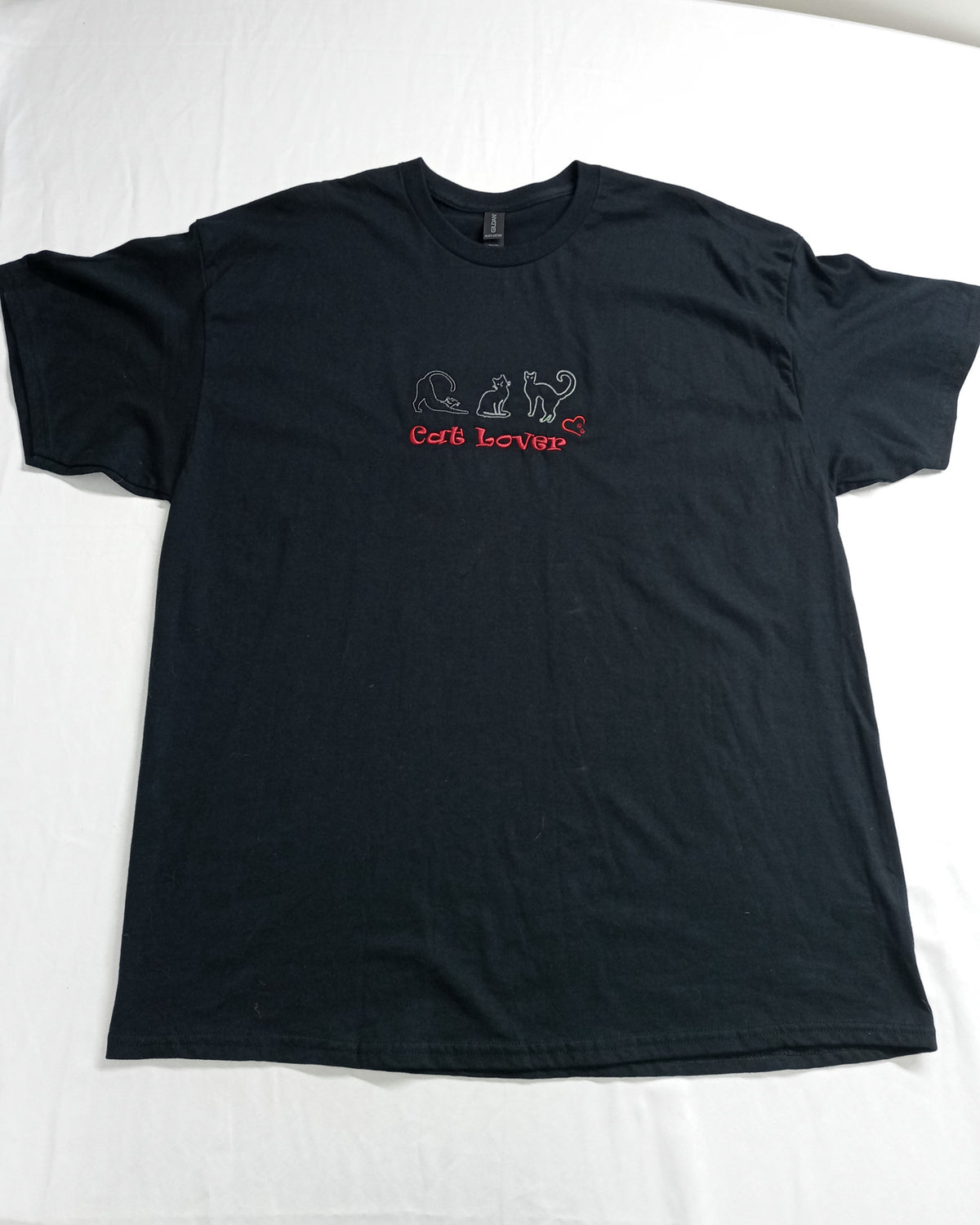 Triple Cat Lover - Rouge & Blanc sur T-shirt Noir