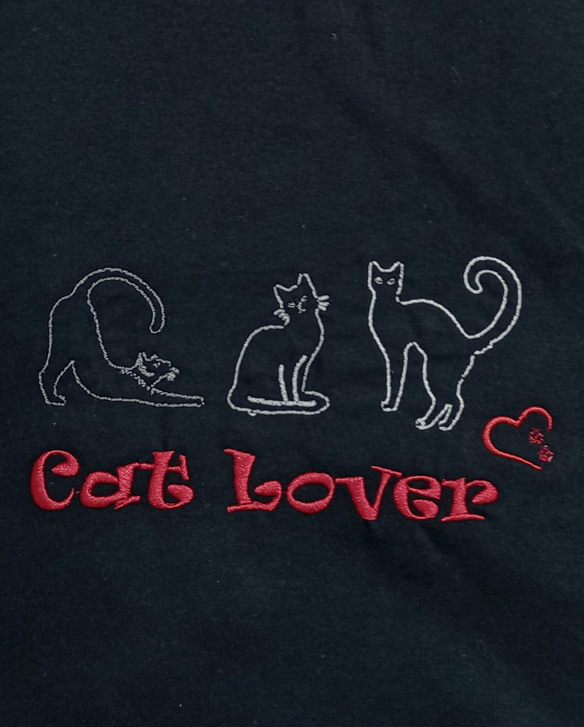 Triple Cat Lover - Rouge & Blanc sur T-shirt Noir