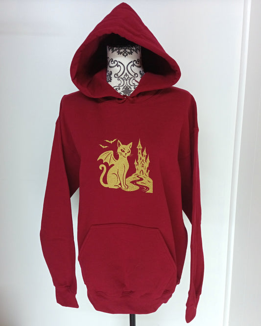 The Castle - Dark Gold Thread on Garnet Hoodie