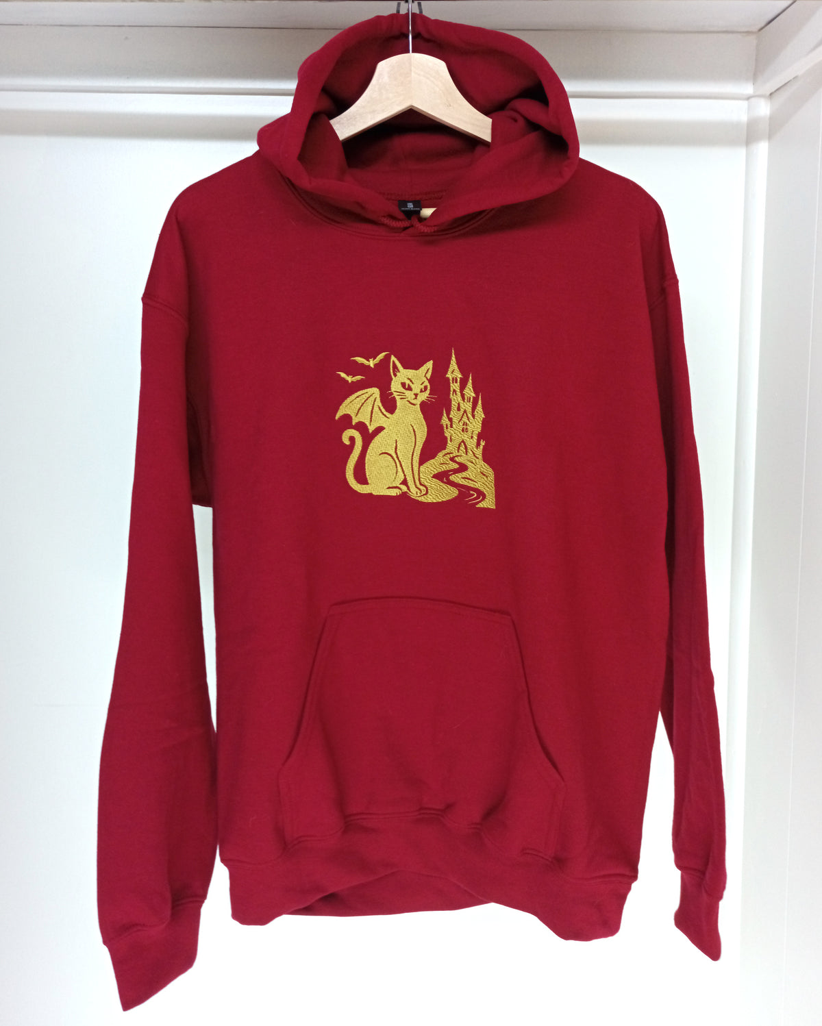 The Castle - Dark Gold Thread on Garnet Hoodie