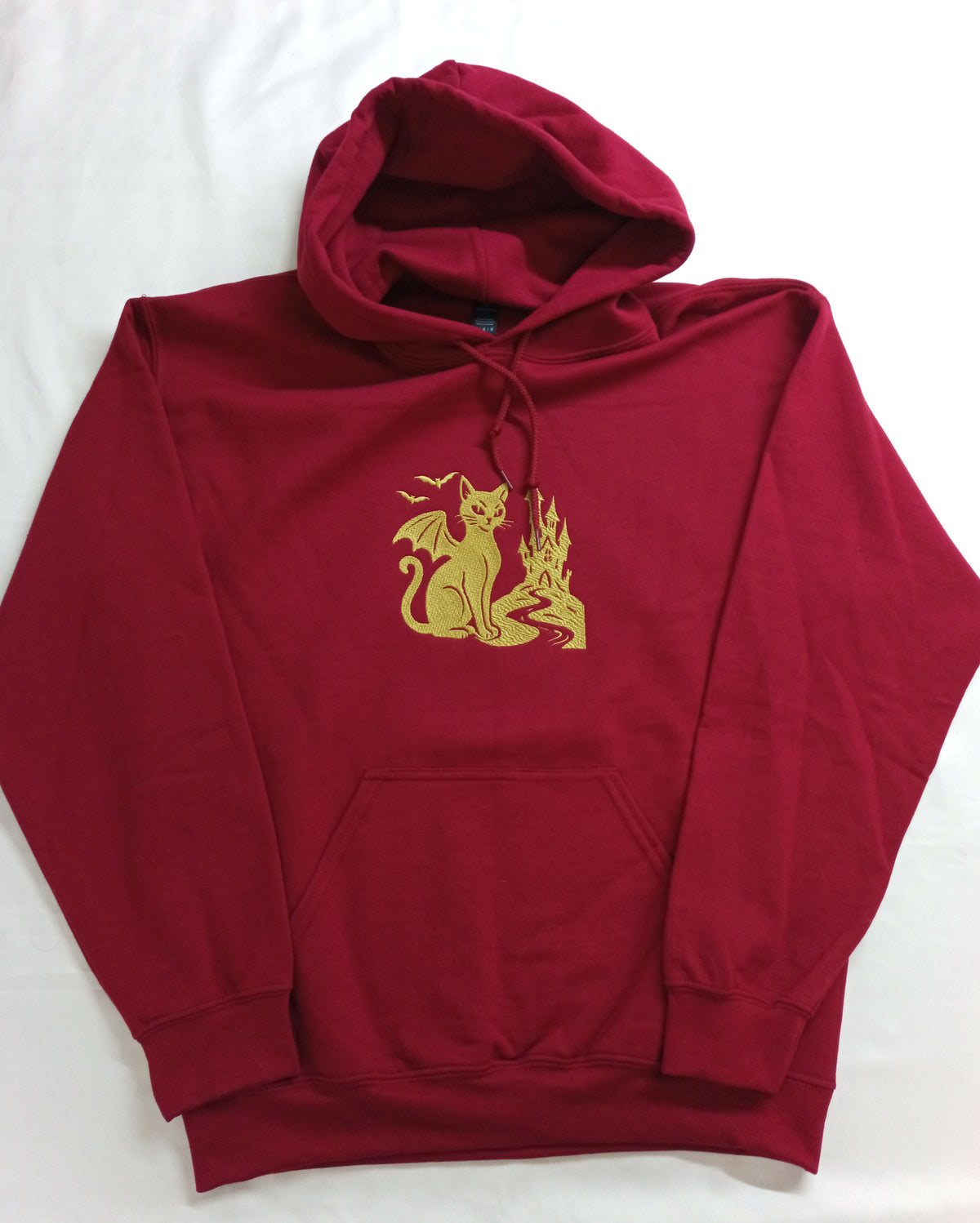 The Castle - Dark Gold Thread on Garnet Hoodie