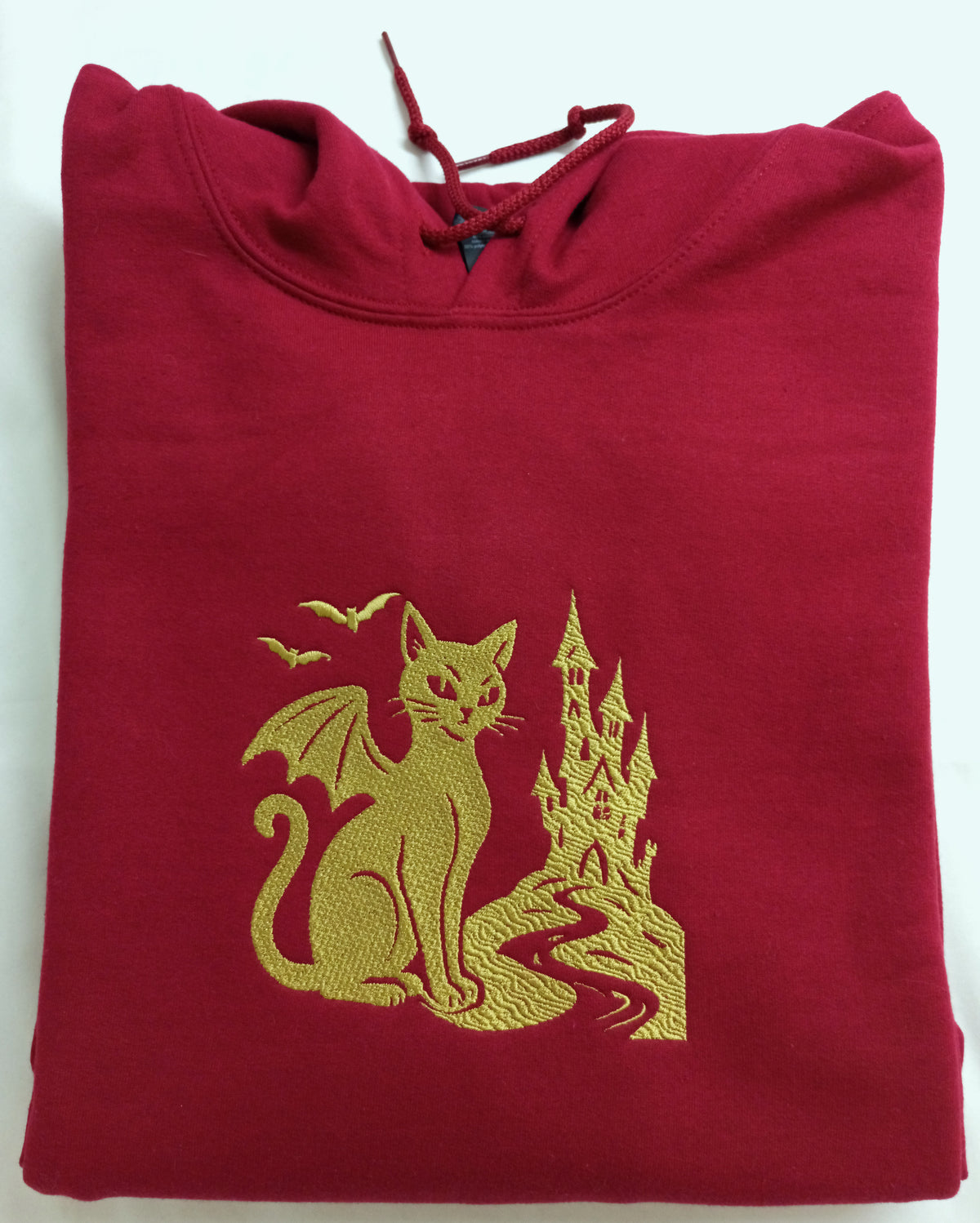 The Castle - Dark Gold Thread on Garnet Hoodie
