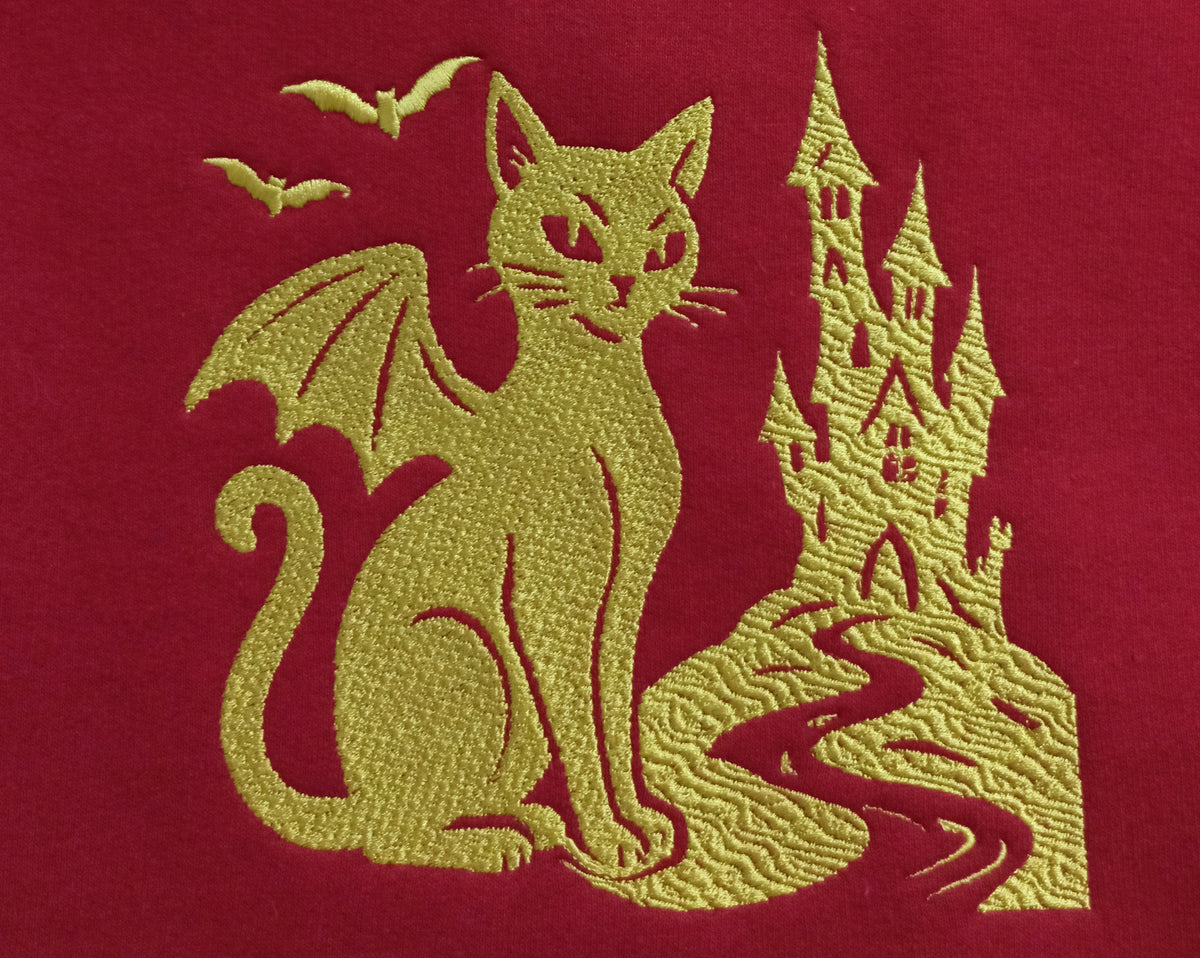 The Castle - Dark Gold Thread on Garnet Hoodie