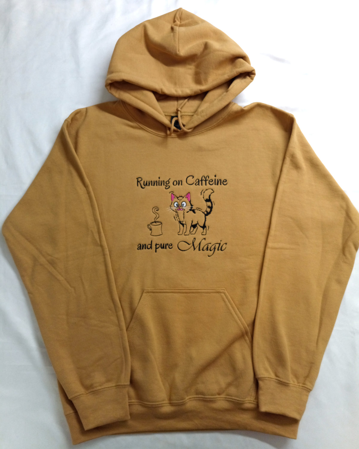 Caféine et magie - Sweat à capuche noir sur moka