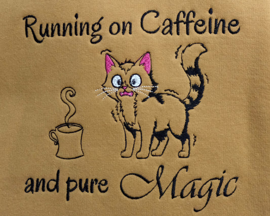 Caféine et magie - Sweat à capuche noir sur moka