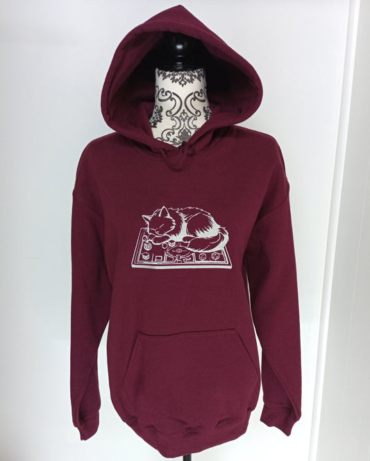 Plateau de jeu - Sweat à capuche blanc sur bordeaux